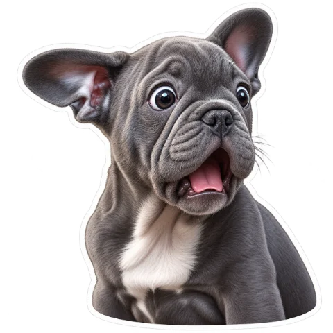 Sticker du même bouledogue, choqué