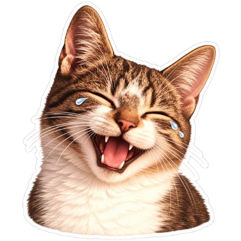 Sticker du même chat, mort de rire