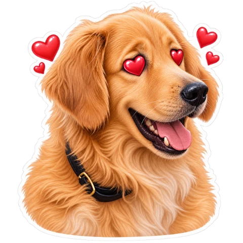Sticker du même golden retriever, amoureux